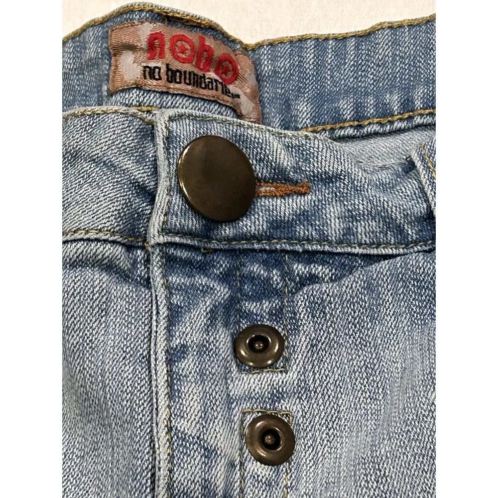 Vintage Y2K NOBO‎ Denim Shorts Juniors 15 Blue Jean 2.5" Inseam Grunge - Image 4