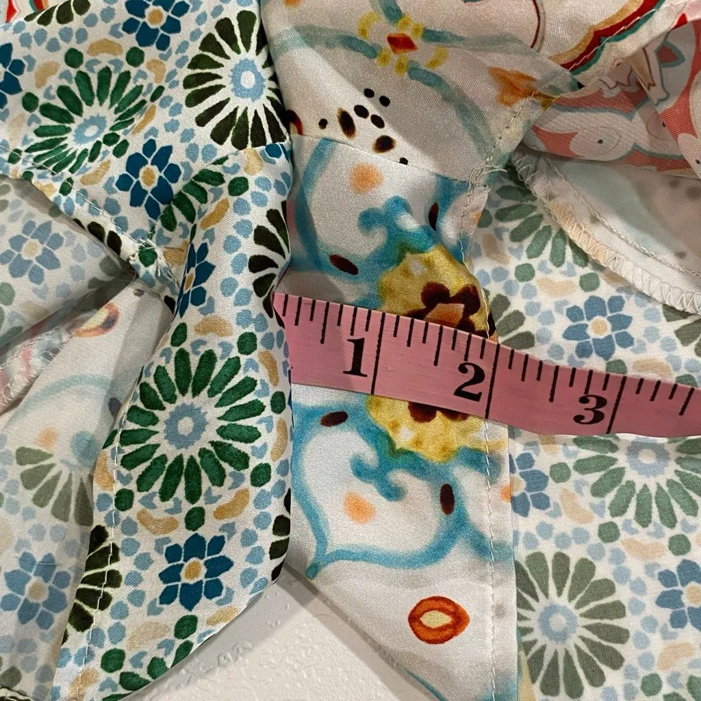 ZARA Printed Satin Shorts • Size S • Patchwork Boho Tile Print • Lightweight Sum - Image 9