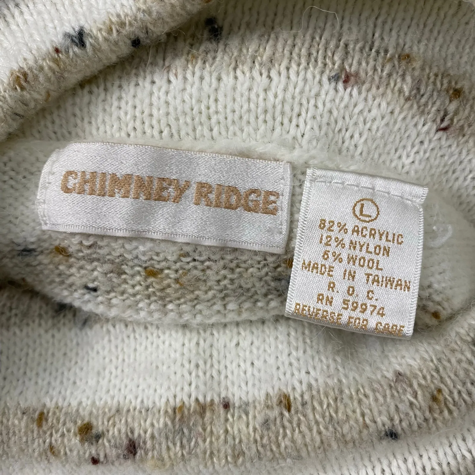 Chimney‎ Ridge Vintage Turtleneck Sweater Womens Size L Cream Cabincore Winter Size L - Image 2