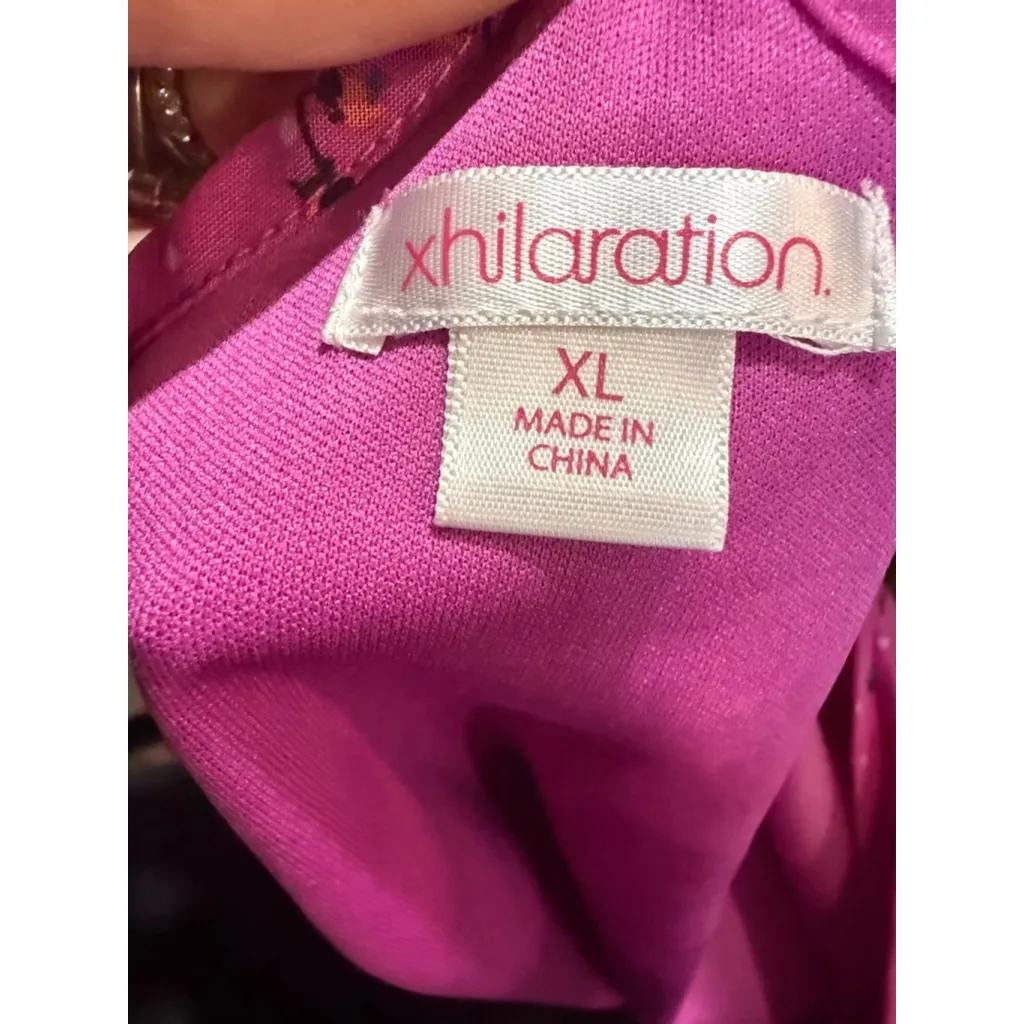 Women's Xhilaration Fuchsia Floral Ruffle Tank Top XL - Image 5