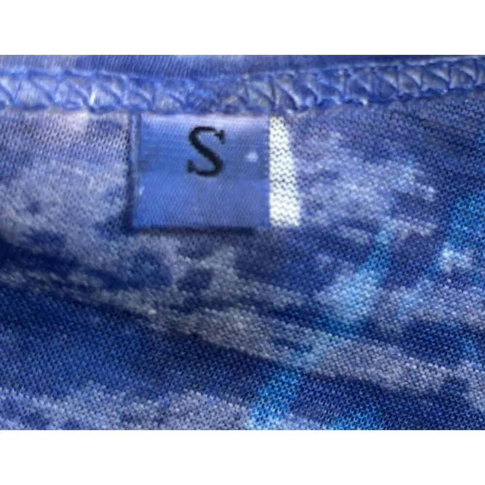 Jess & Jane Paloma Tunic Top Size Small Blue Floral Watercolor Artsy Rhinestones - Image 8