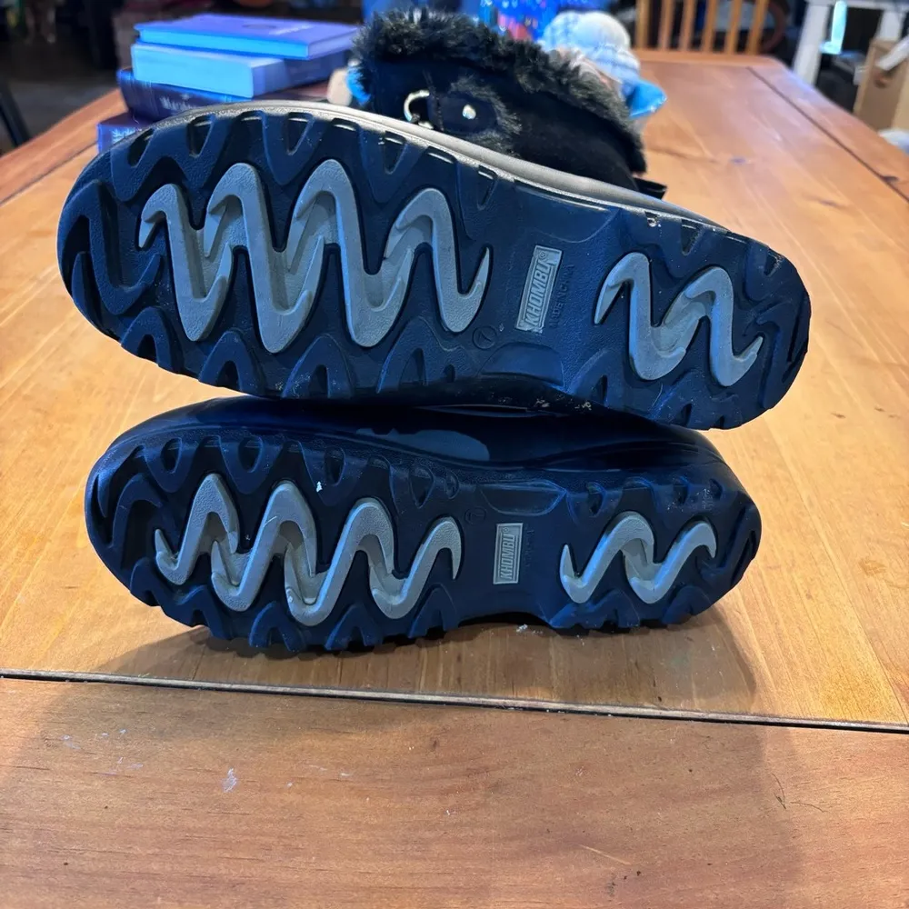 Khombu womens leather faux fur waterproof lace up winter snow boots black 7 - Image 6