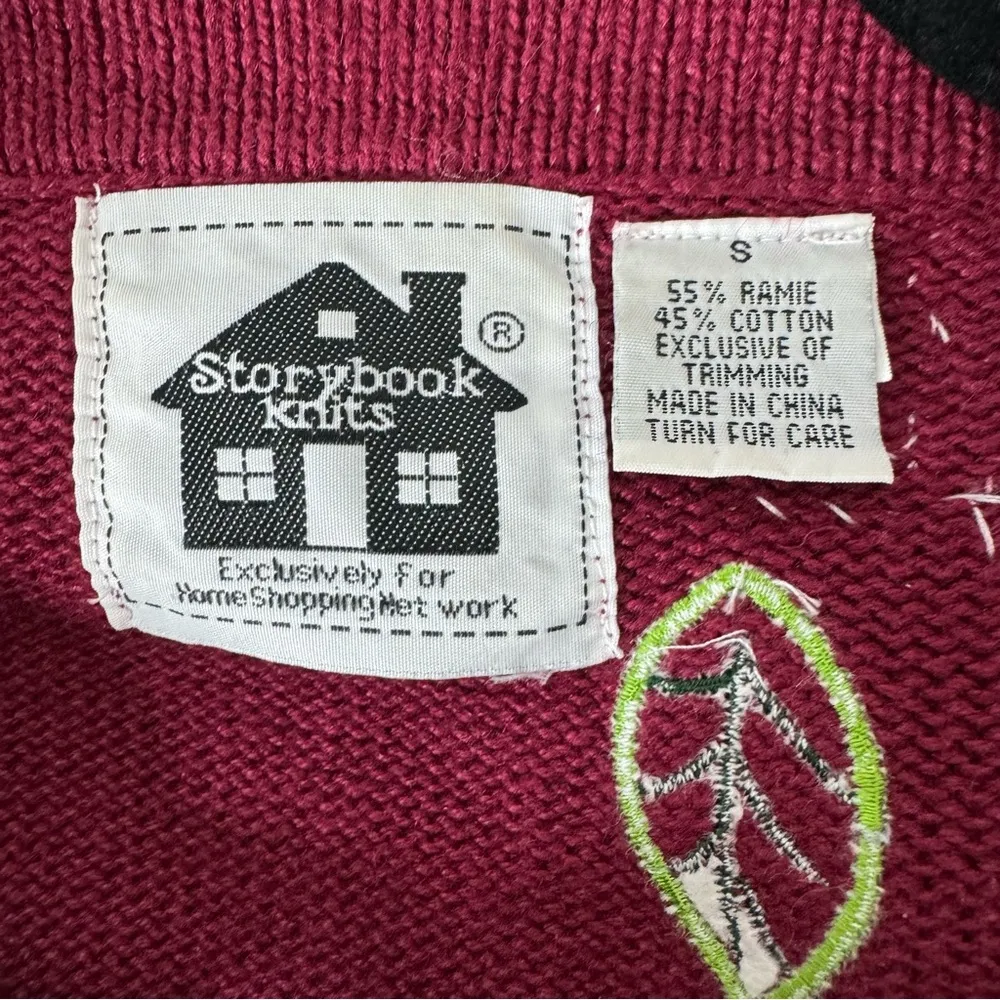 Storybook Knits Holiday Hydrangea Zip Cardigan Small Red - Image 6