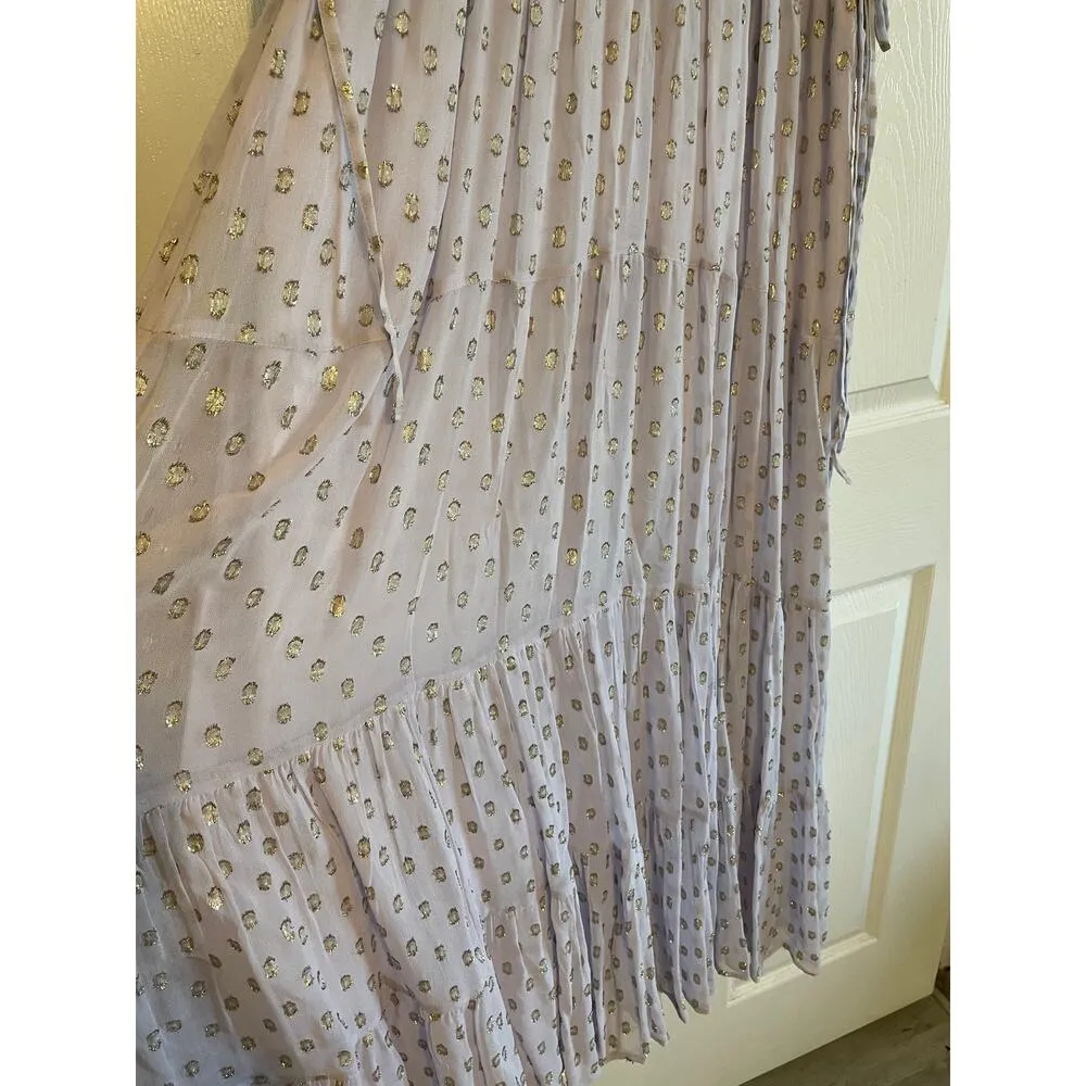 NWT Vici en creme donna metallic detailed tiered sleeveless maxi gown. size Lg - Image 5