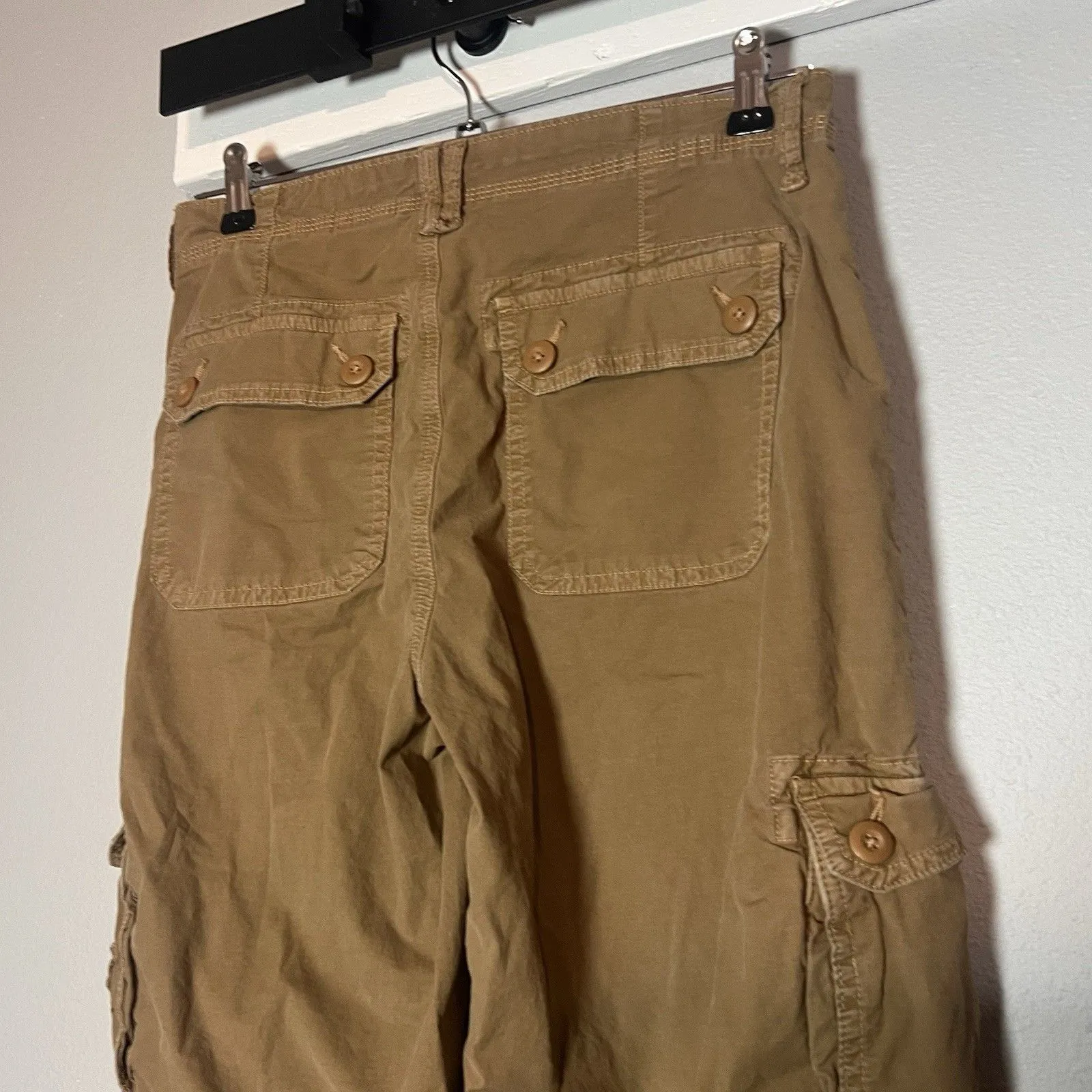 American Eagle Baggy Jogger Pants Womens Size 4 Brown Cargo Pockets Cotton Flaw - Image 7