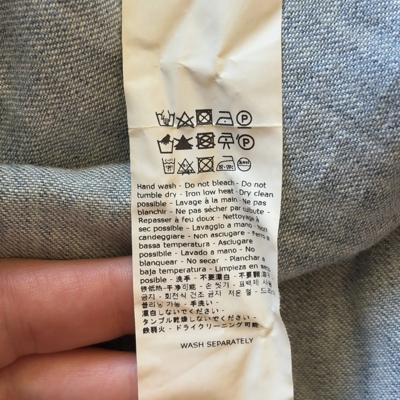 Another Tomorrow Denim Cotton Chambray Midi Dress Made Italy 42 6 *NEEDS REPAIR* Blue - Image 10