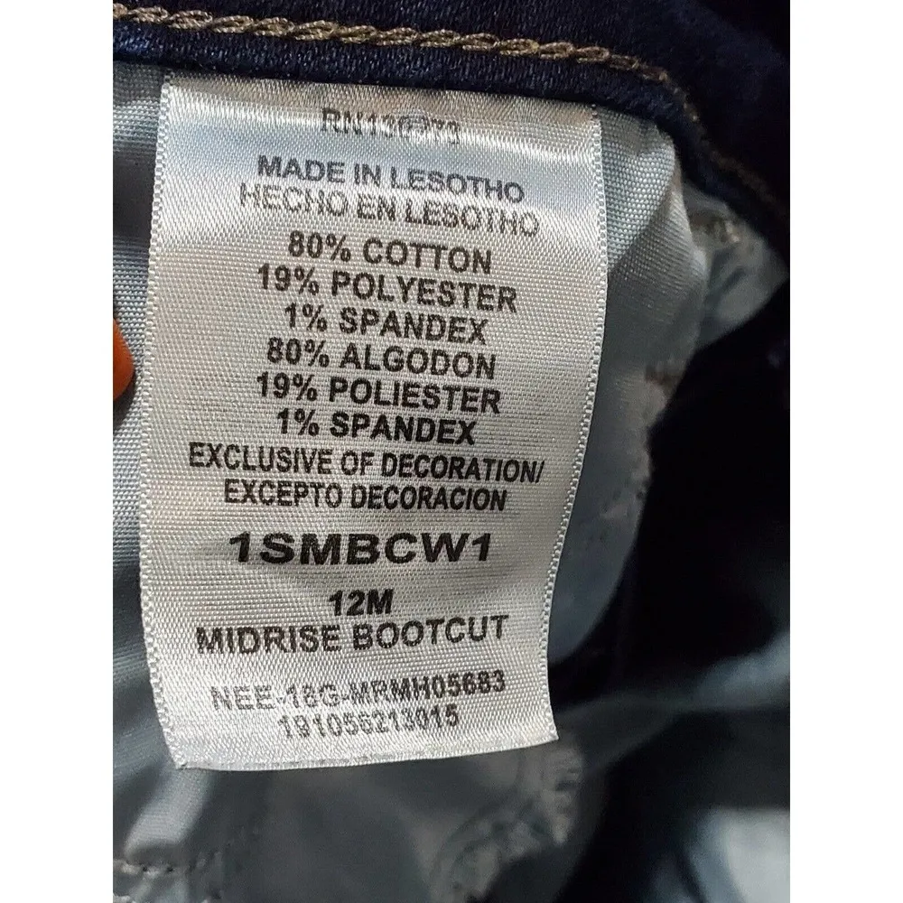 Lee Riders Women Blue Denim Cotton Zipper Mid Rise Bootcut Jeans Pant Size 12M - Image 9