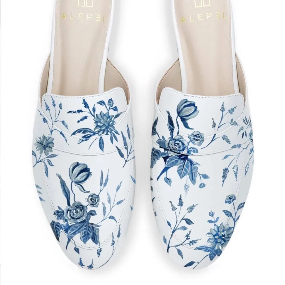 New Alepel x lsf hand painted leather mules slides in blue china - Image 3