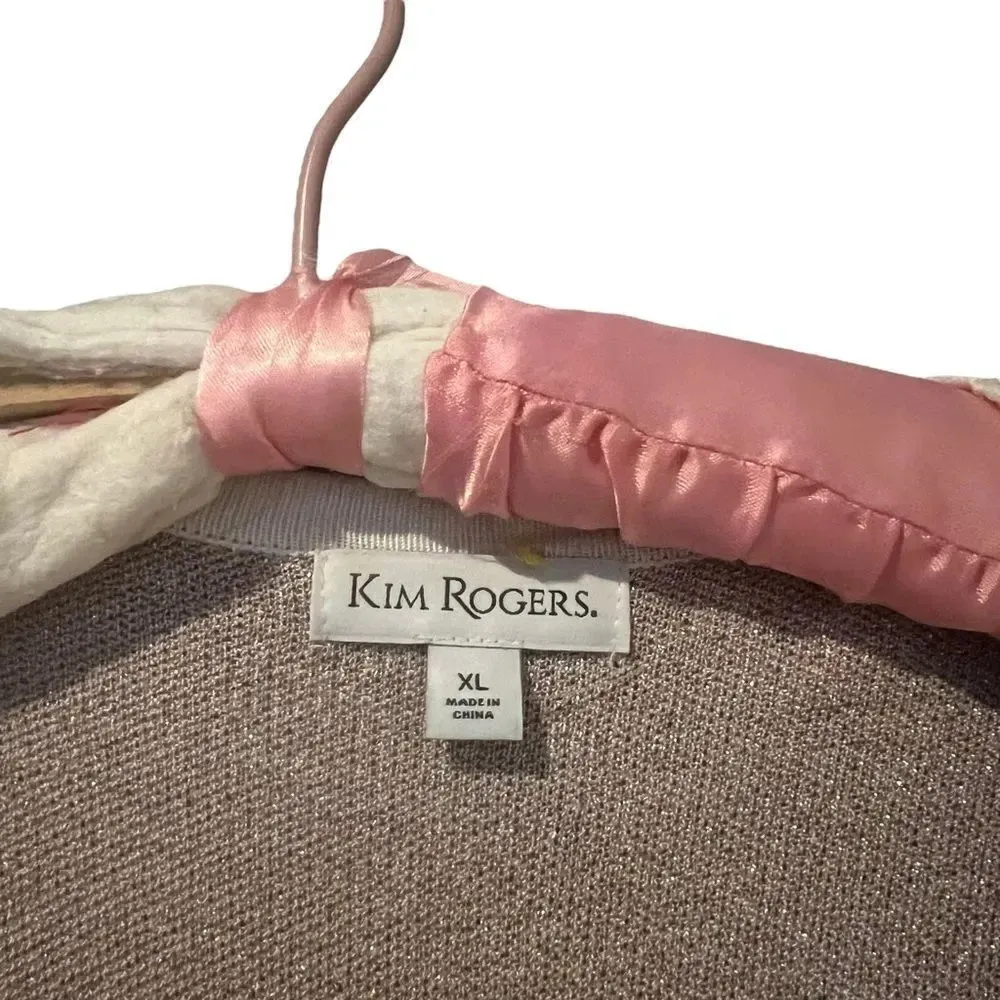 Kim Rogers‎ Cream/Rose Gold V neck Sweater Shirt/ Cardigan Size XL - Image 2
