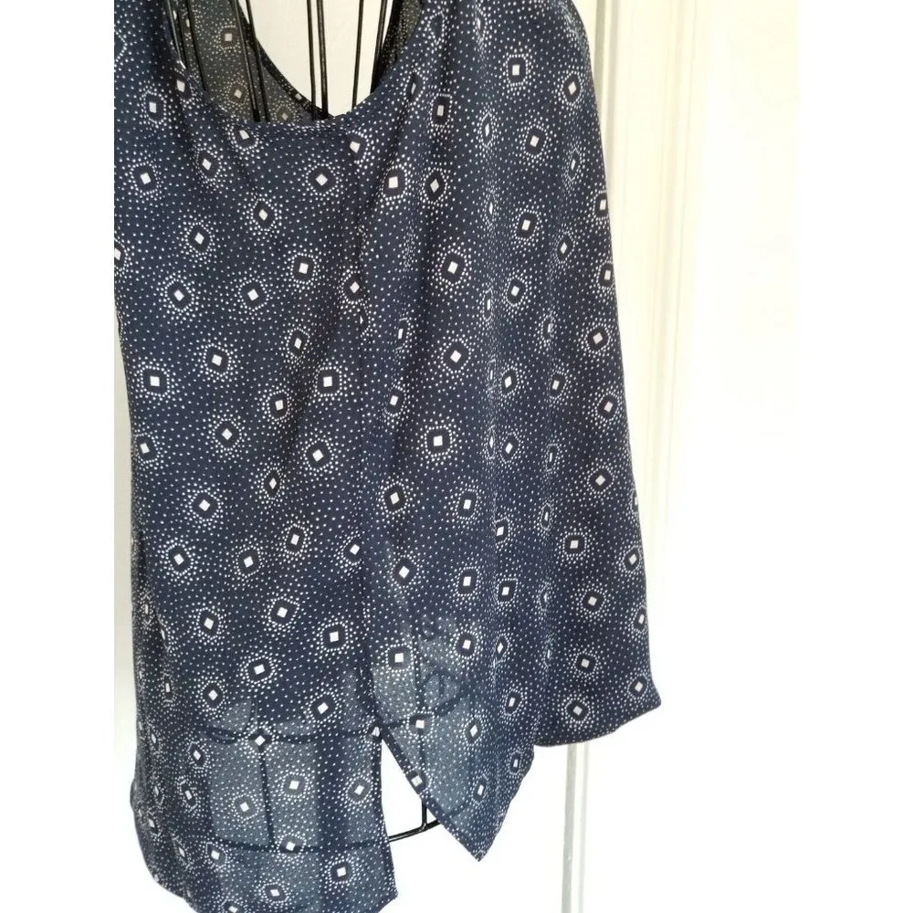 Chelsea 28 Womens Sleeveless Wrap Front Button Navy Bandana Print Top Blouse (S) - Image 2