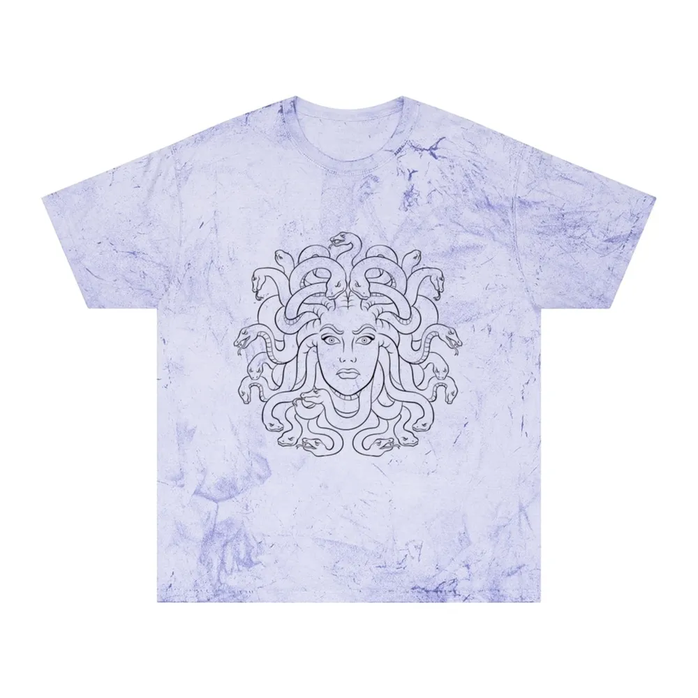 Medusa Graphic Tee Purple Marble Tie-Dye Unisex T-Shirt Size XL - Image 3