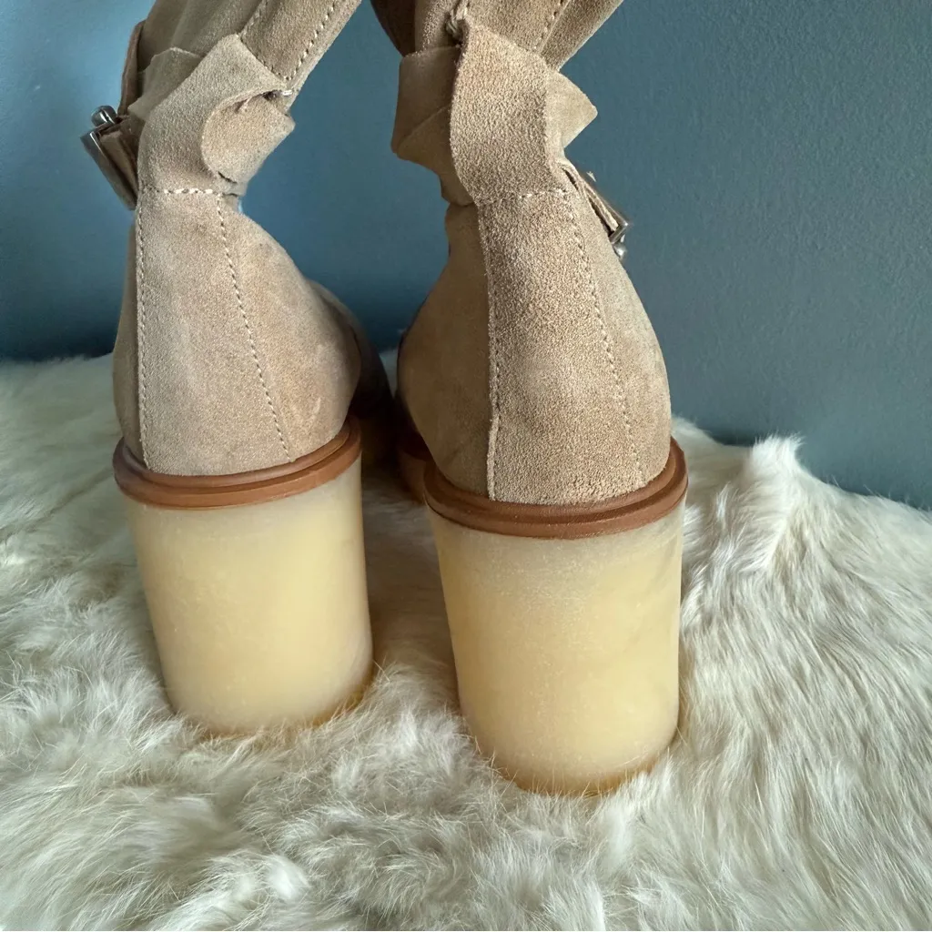 Free People Jasper Platform Tan Suede Over The Knee Boots - Image 6