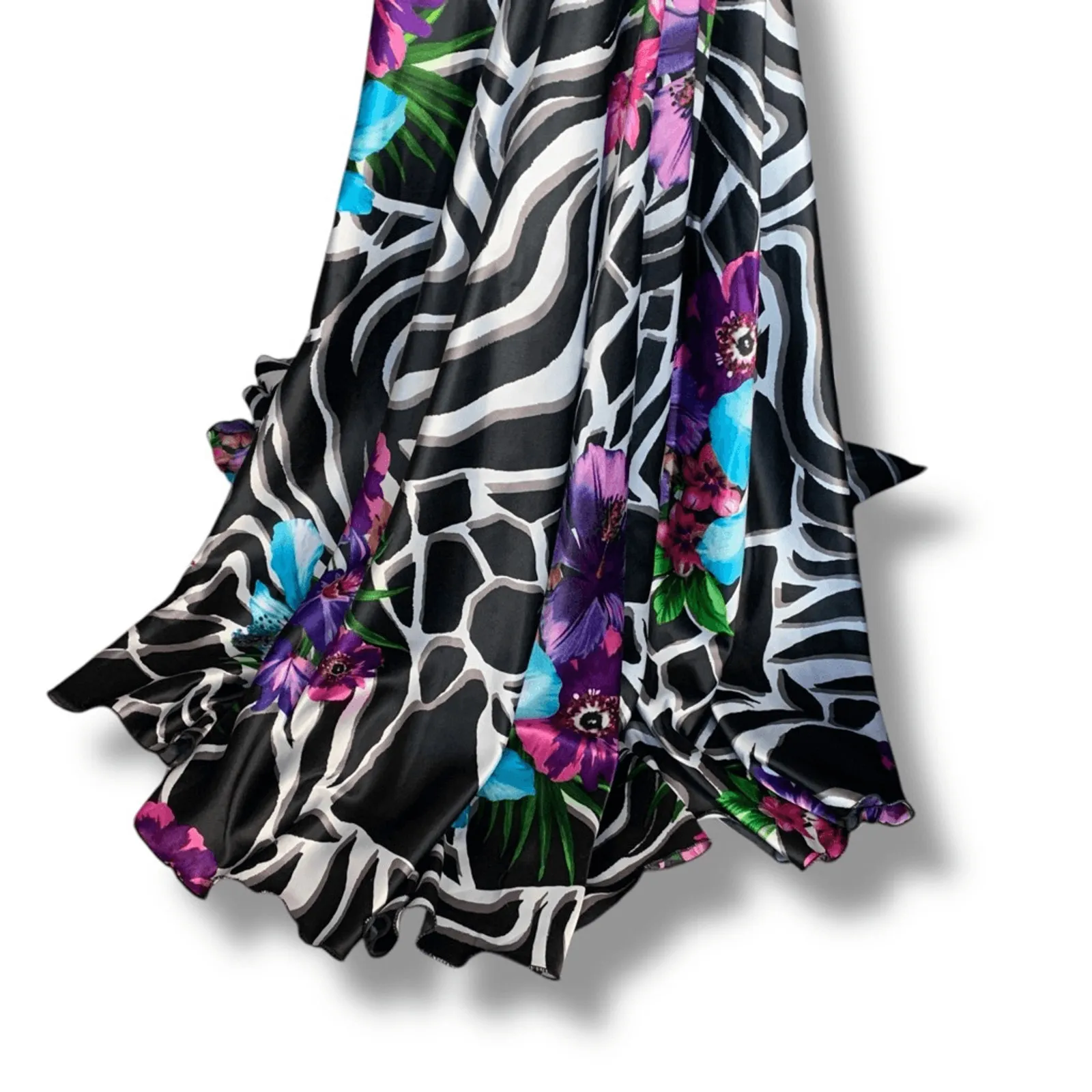 Vintage Cache Maxi Zebra Floral Mermaid Gown Strapless Corset Jeweled Brooch 4 Black - Image 4