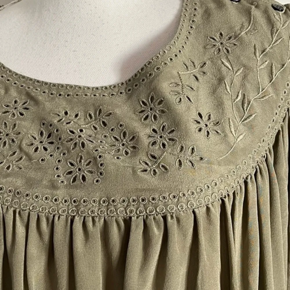 Madewell  • Sage Green Eyelet Drawstring Waist Blouse - Image 14