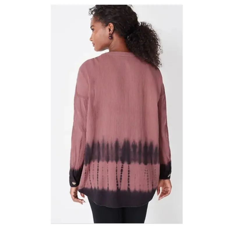 J Jill Pure Jill Dyed Double Cloth Button Up Tunic Size Small Pink - Image 3