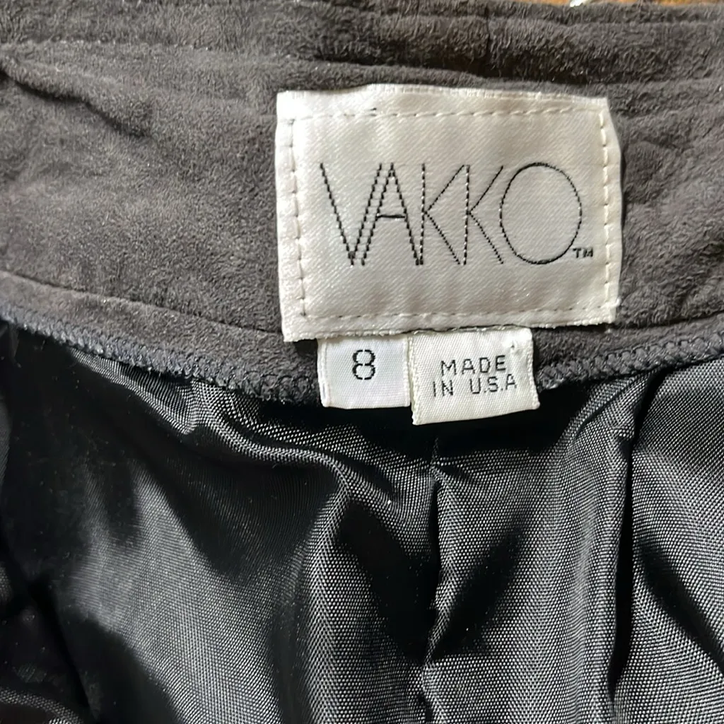 Vintage Vakko suede leather slacks • super high rise pants • 80s • made in USA Size 8 - Image 10