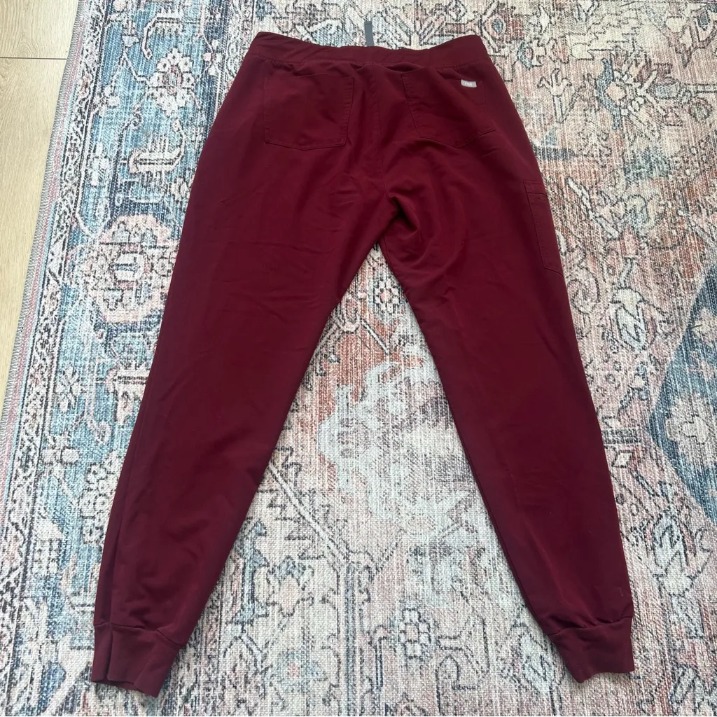 Figs Zamora Jogger Scrub Pants Burgundy Drawstring Waist Slim Fit Large Tall - Image 13