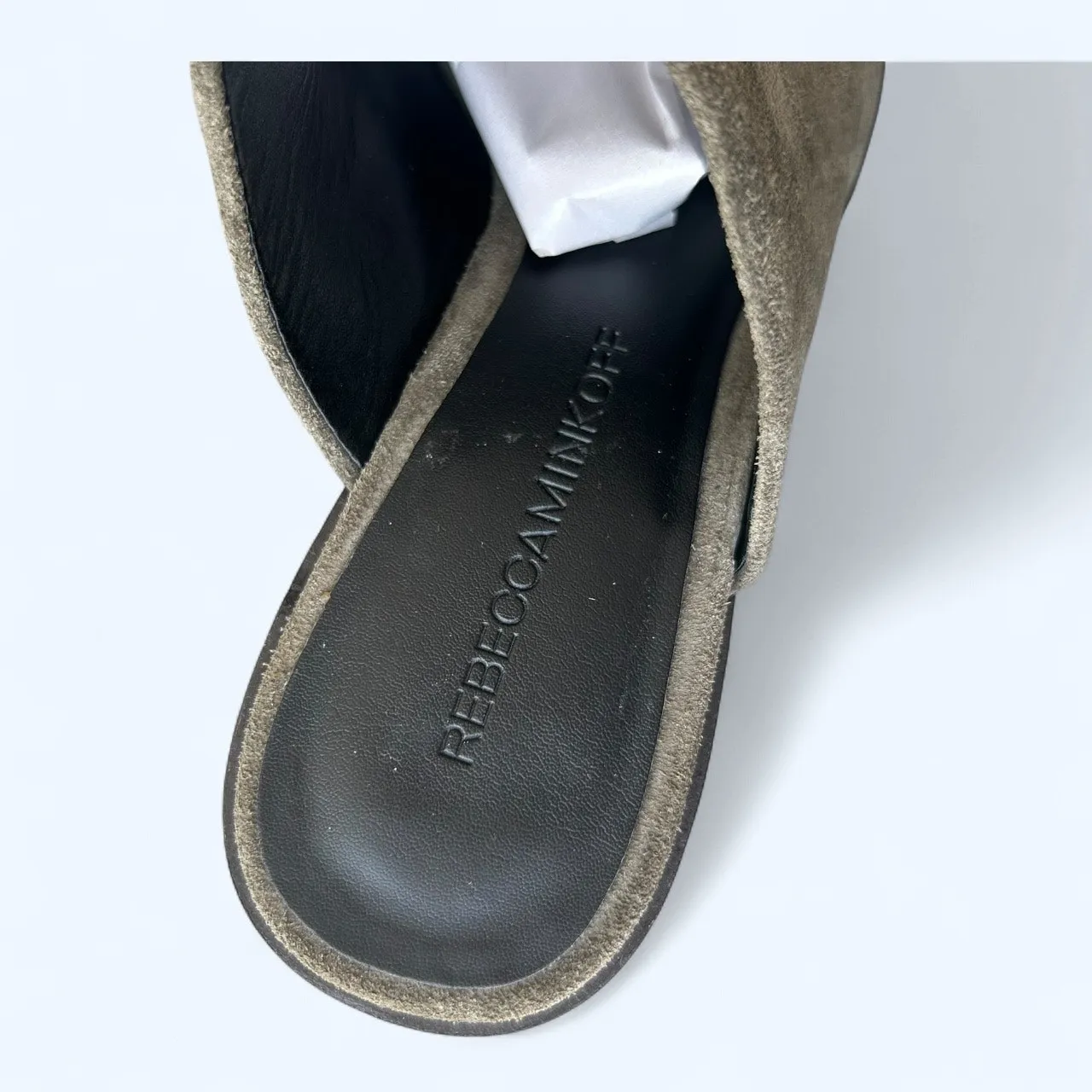 Rebecca Minkoff Green Suede Block Heel Studded Mule Shoe Women's size 6.5 M Fall - Image 7