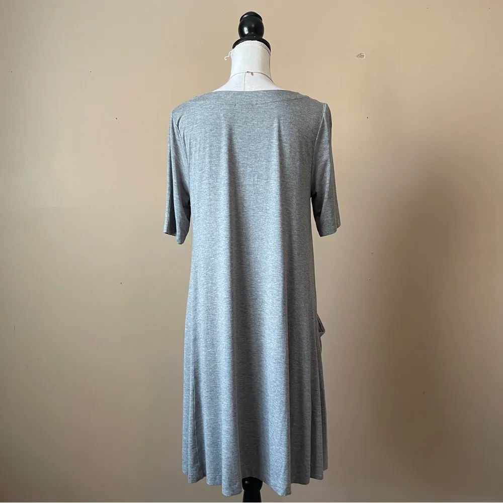 ADRIENNE VITTADINI | Heather Gray T-shirt Dress w/ Draped Pockets Sz M - Image 5