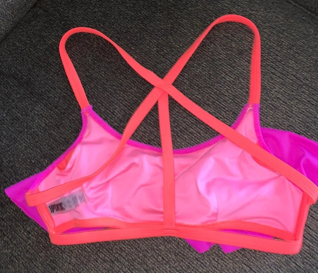 PINK VS  Ruffle bandeau Racerback bikini Top - Image 3