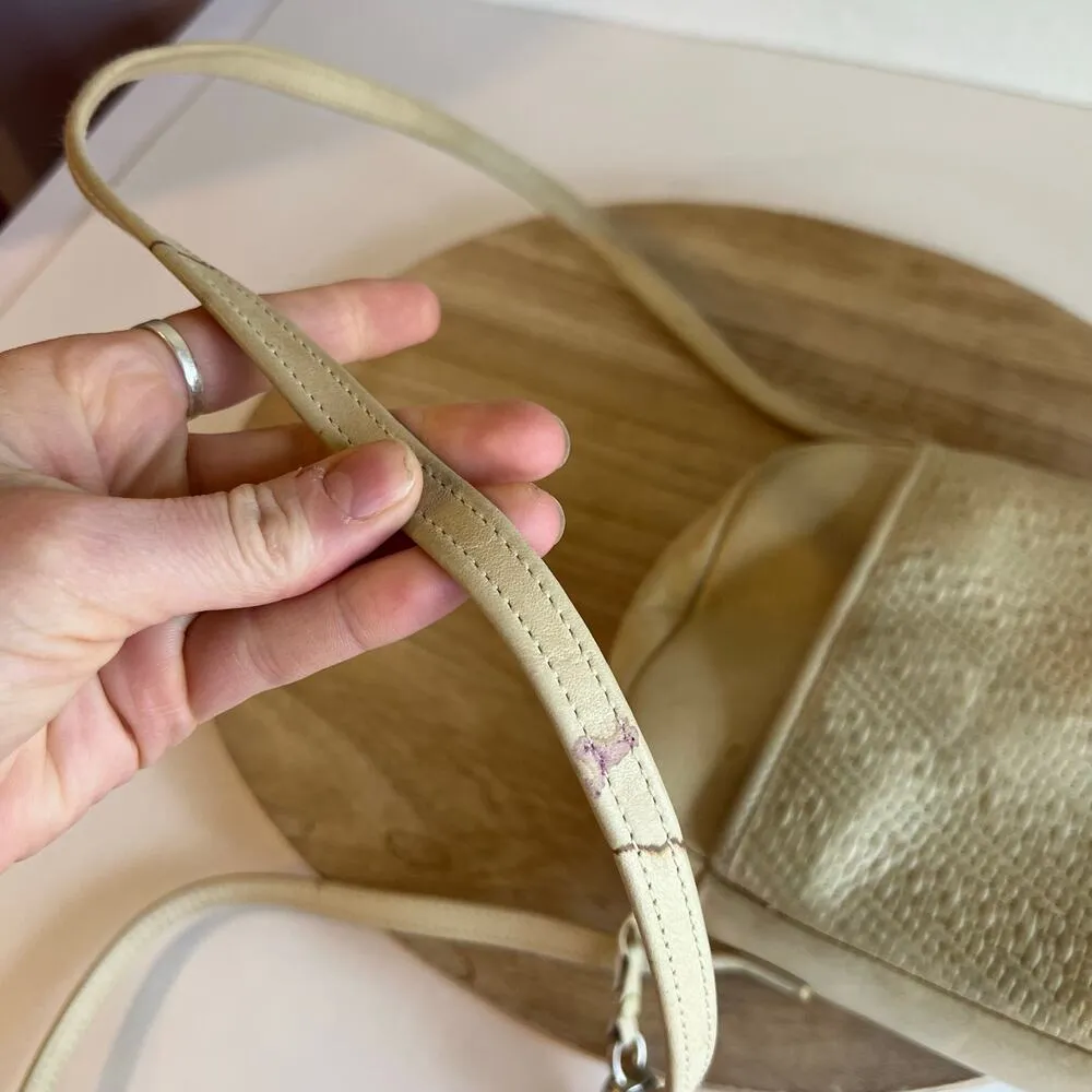 Diamicci Vintage 90s Cream Leather Woven Tassel Pull Crossbody Small. Square Bag - Image 6