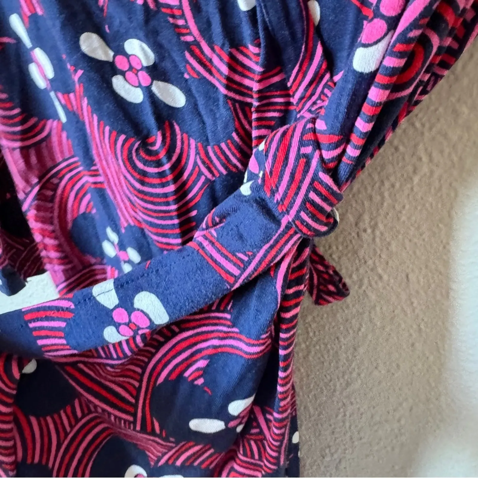 Boden Pink Blue Floral Mini Wrap Dress Womens 6P Classic Fall Casual Modest - Image 7