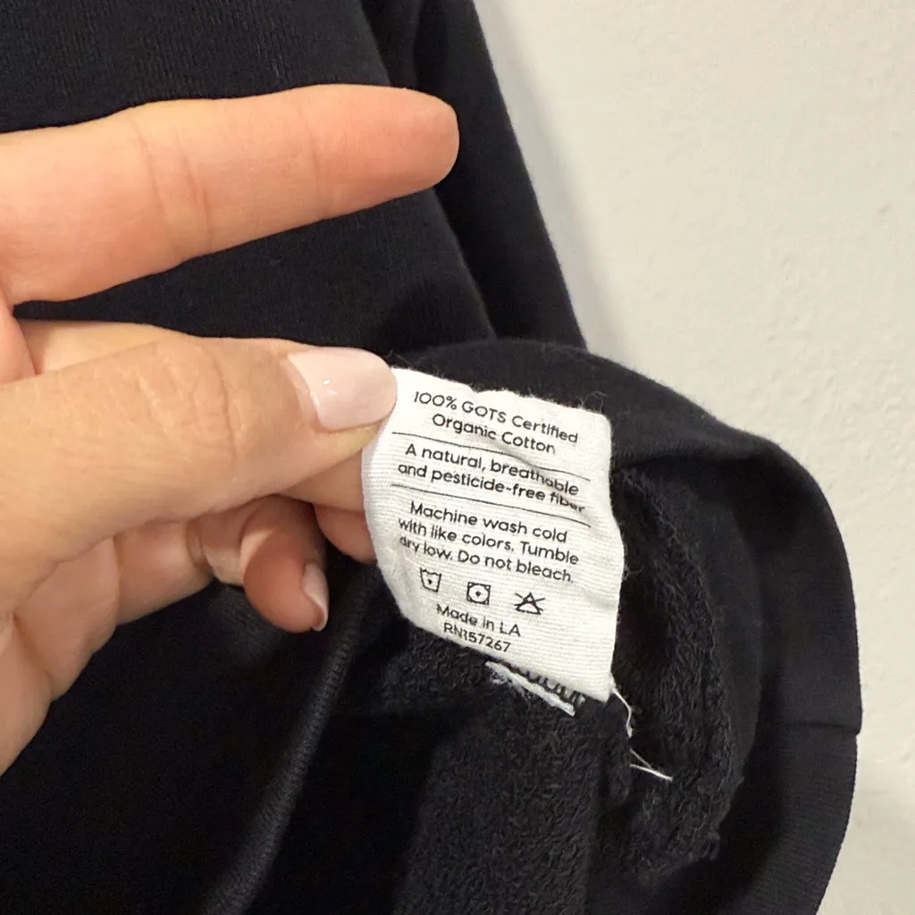 Mate the label XS Black pullover Hoodie with White Drawstrings - Image 5