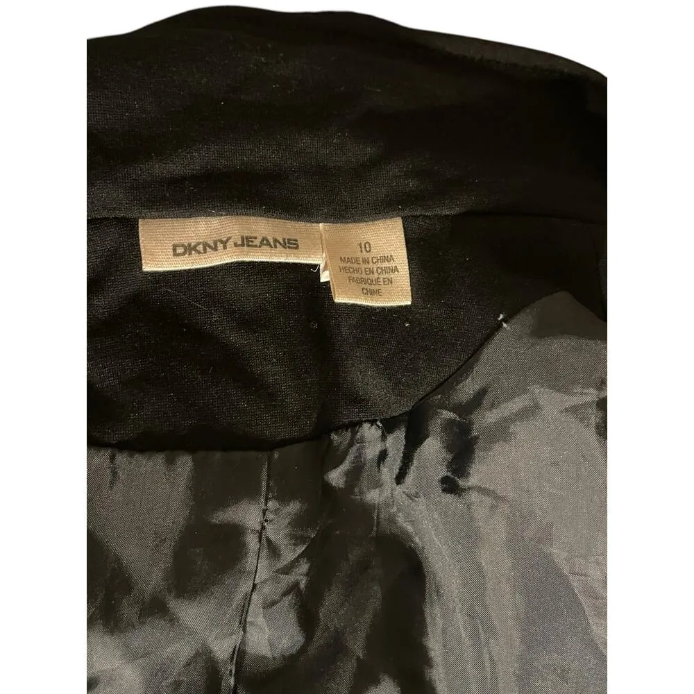 DKNY Jeans Black Jacket w/ Zipper Sleeves Size 10 Size M - Image 7