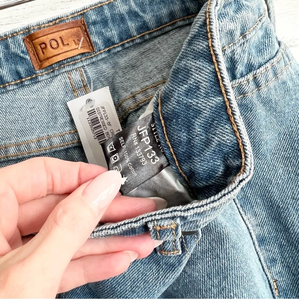 POL clothing Distressed Peekaboo Fishnet Jeans - Image 6