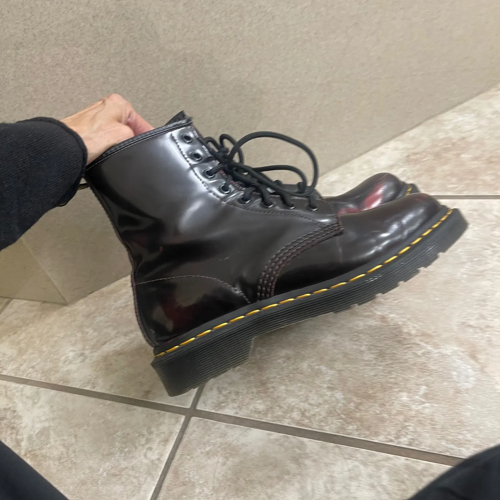 Dr Martens 1460 Smooth Leather Cherry Red Lace Up Boots Womens Sz 7 ruboff - Image 3