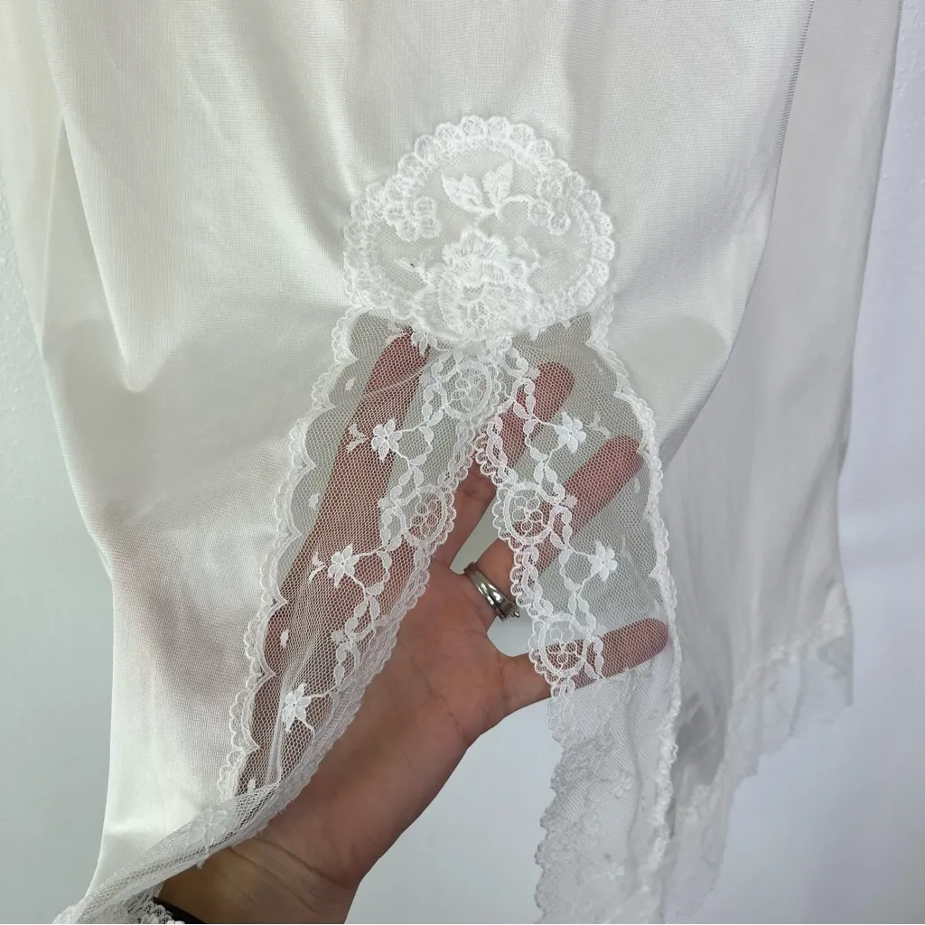 Vintage‎ Lace Trim Silky Slip Skirt Ivory S - Image 4