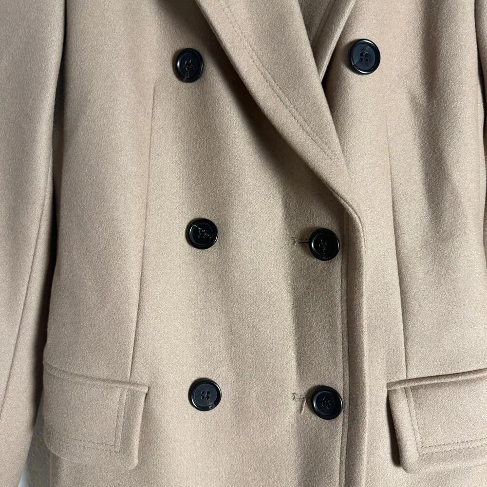 Reiss Camel Tan Wool l Double Breasted Long Coat Size 2 - Image 9