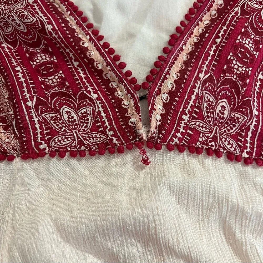 Free Peope My Love Balloon Sleeve Mixed Print V Neck Long  Sleeve Small - Image 12