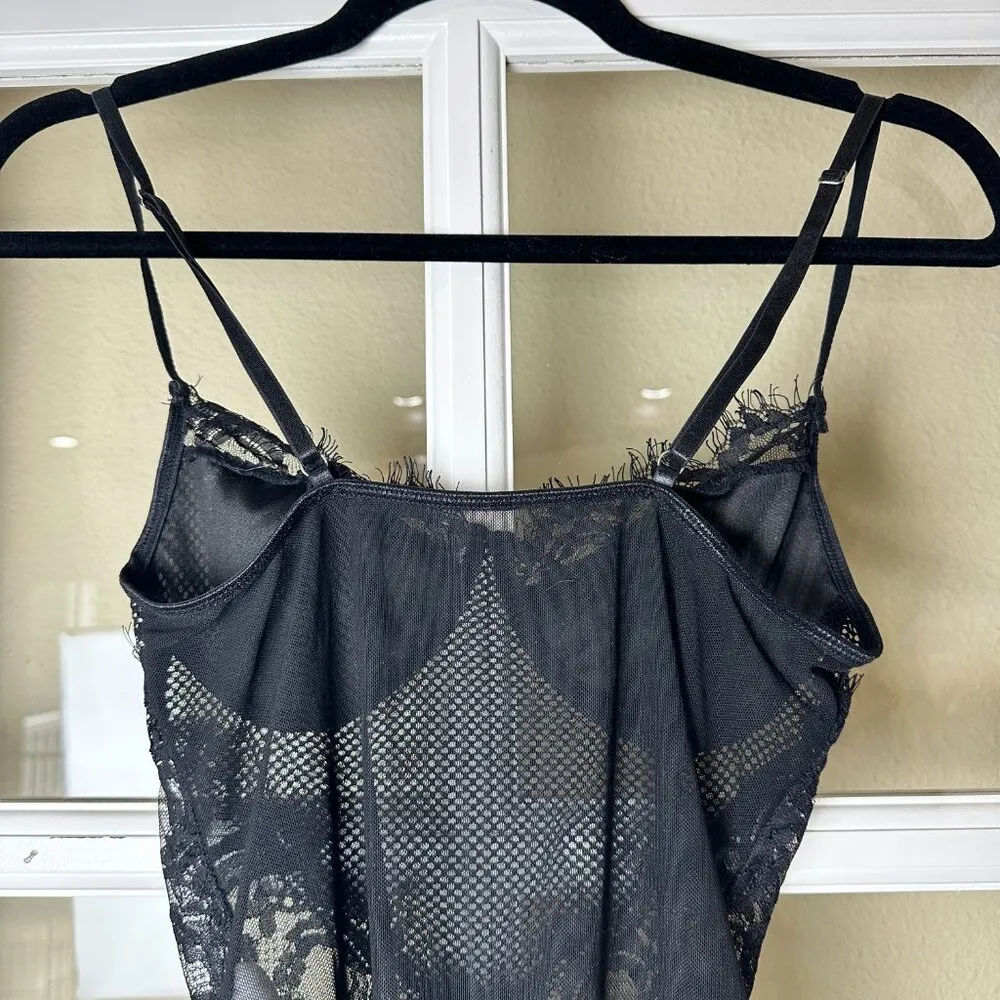 Unbranded Black Lace & Mesh Teddy Bodysuit with Underwire Size Small - Image 7