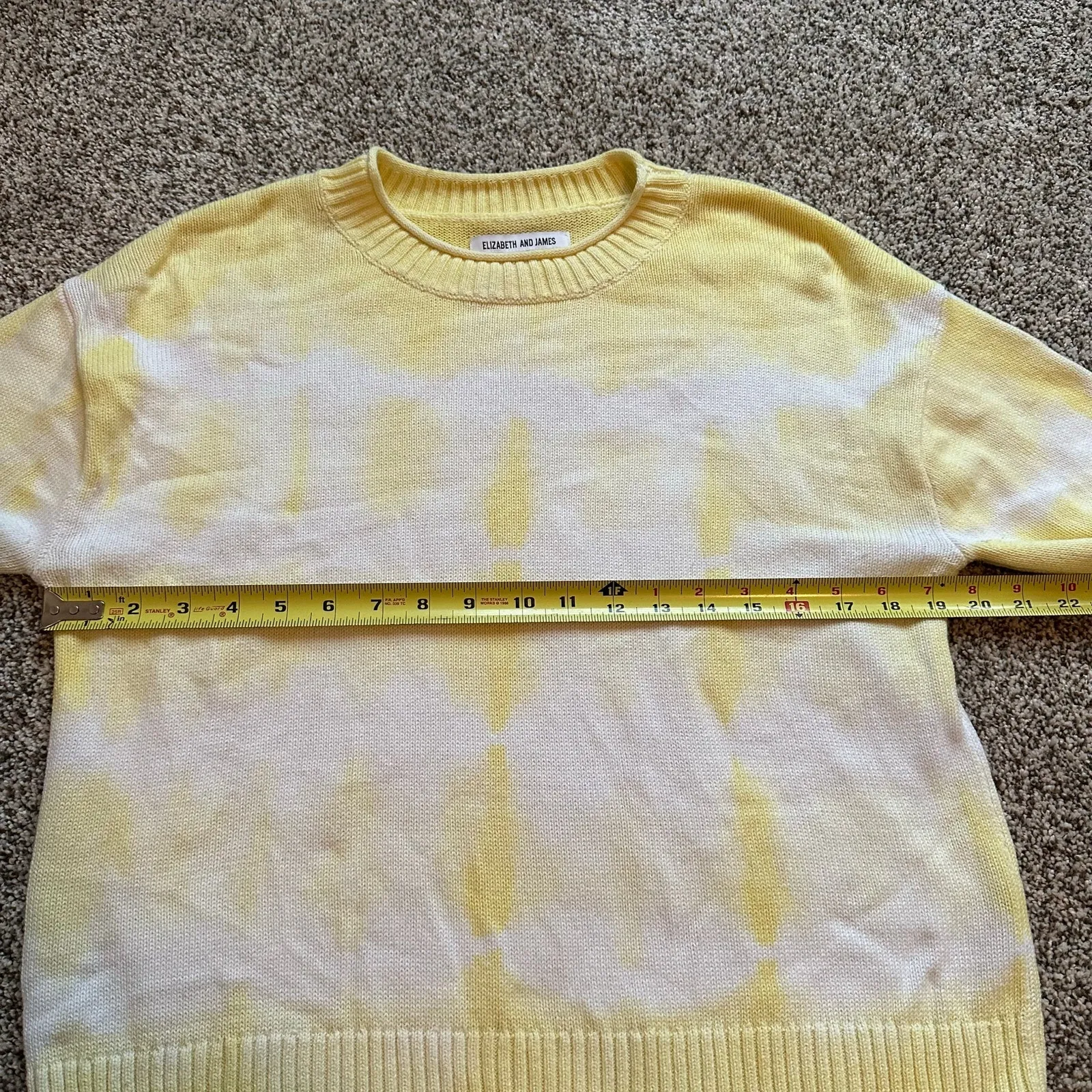 Elizabeth & James yellow & white tie-dye knit sweater size M - Image 11