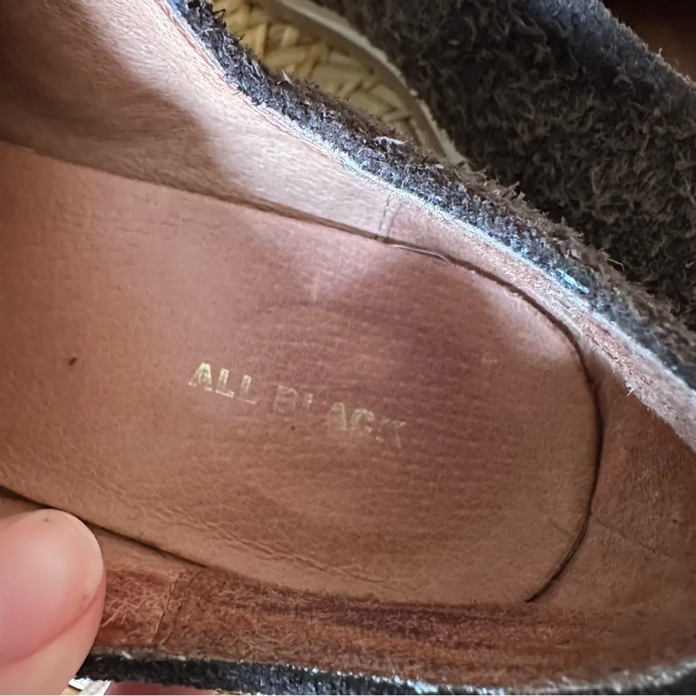 Anthropologie All Black Womens Black Fur Cap Pony Hair Zipper Flat Leather 40 - Image 8