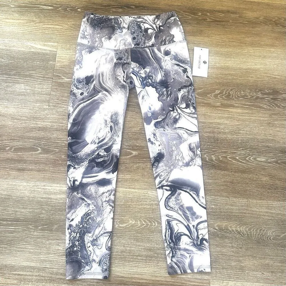 Noli Active grey and white granite swirl leggings size M NWT - Image 5