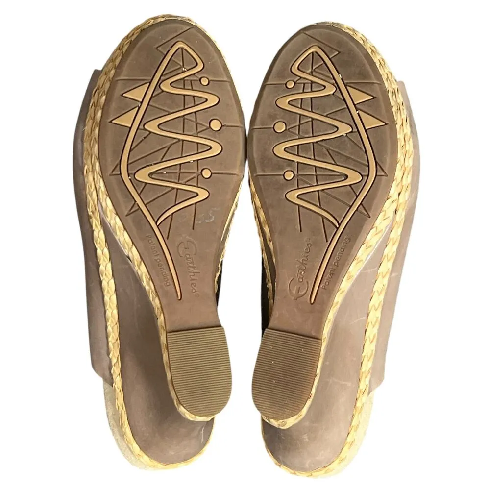 Earthies Setina Wedge Sandal Women 11 Taupe Leather Laser Cut Platform Boho Chic Brown - Image 12