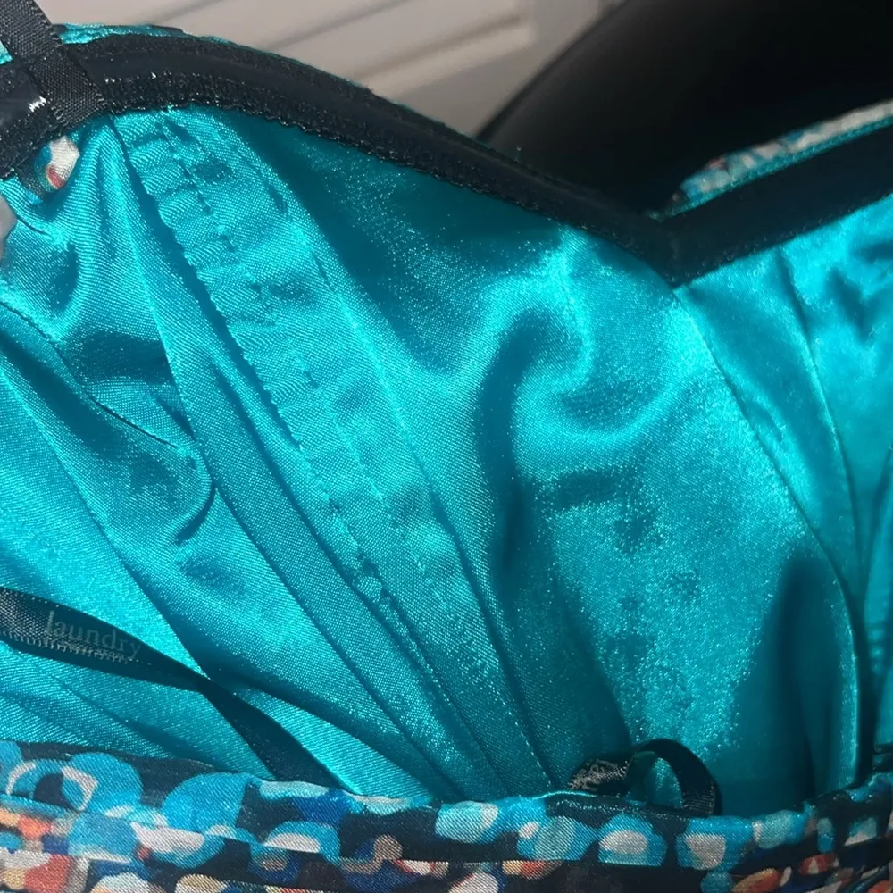 LAUNDRY by Shelli Segal Silk Maxi Gown Bermuda Blue Abstract Print Sz 0 NWOT - Image 10