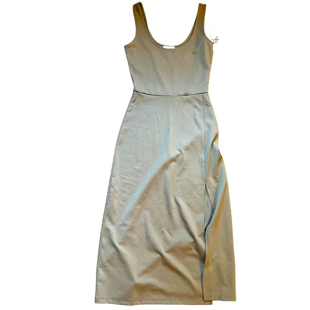 Open Edit scoop neck midi tank dress in tan size XS - Image 3