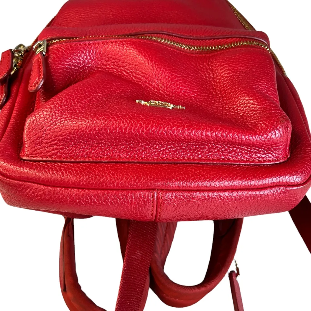 Coach Small‎ Pebbled Leather Red Backpack - Image 3