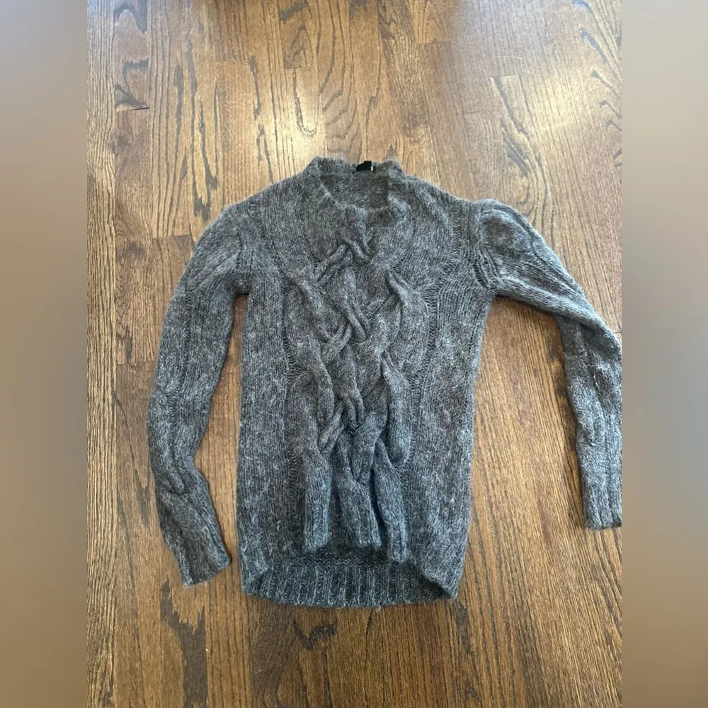 THEORY Bramsy Airmix Dark Gray Cable Knit Chunky Sweater Size Small 1357 - Image 5