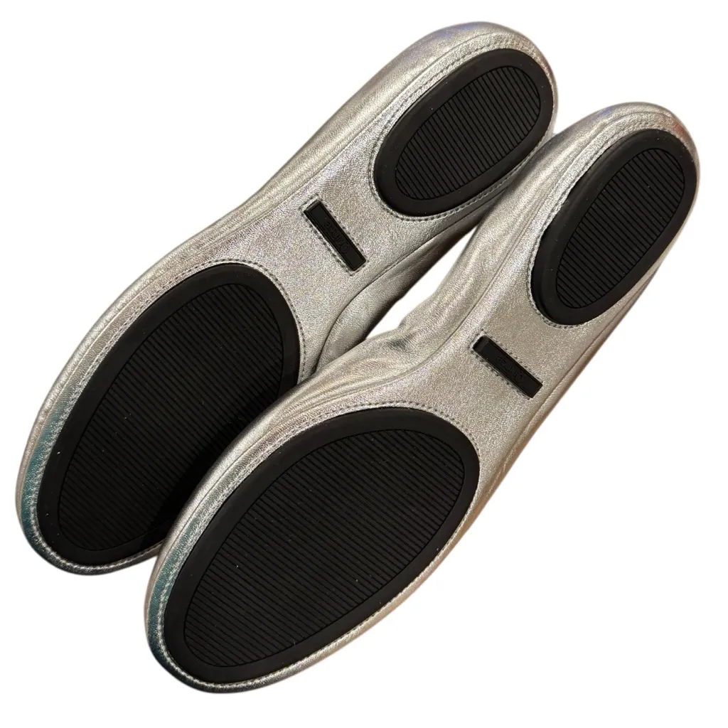 Quince Italian Leather On-The-Go Ballet Flats 9 Metallic Silver Minimalist Chic - Image 5