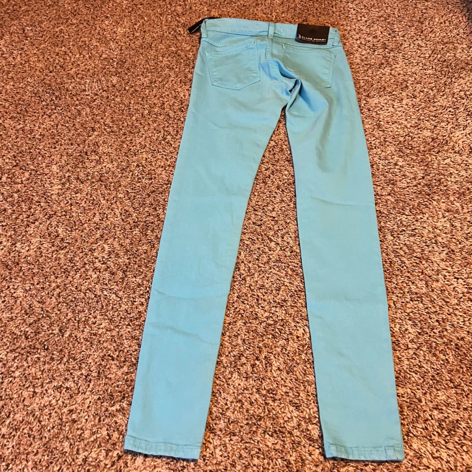 Flying‎ Monkey Womens Teal Skinny Jeans Size 3 High Rise Belted - Image 7