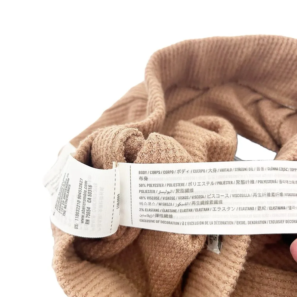 Abercrombie Tan Thermal Wide Leg Cropped Pants Sz XS - Image 3