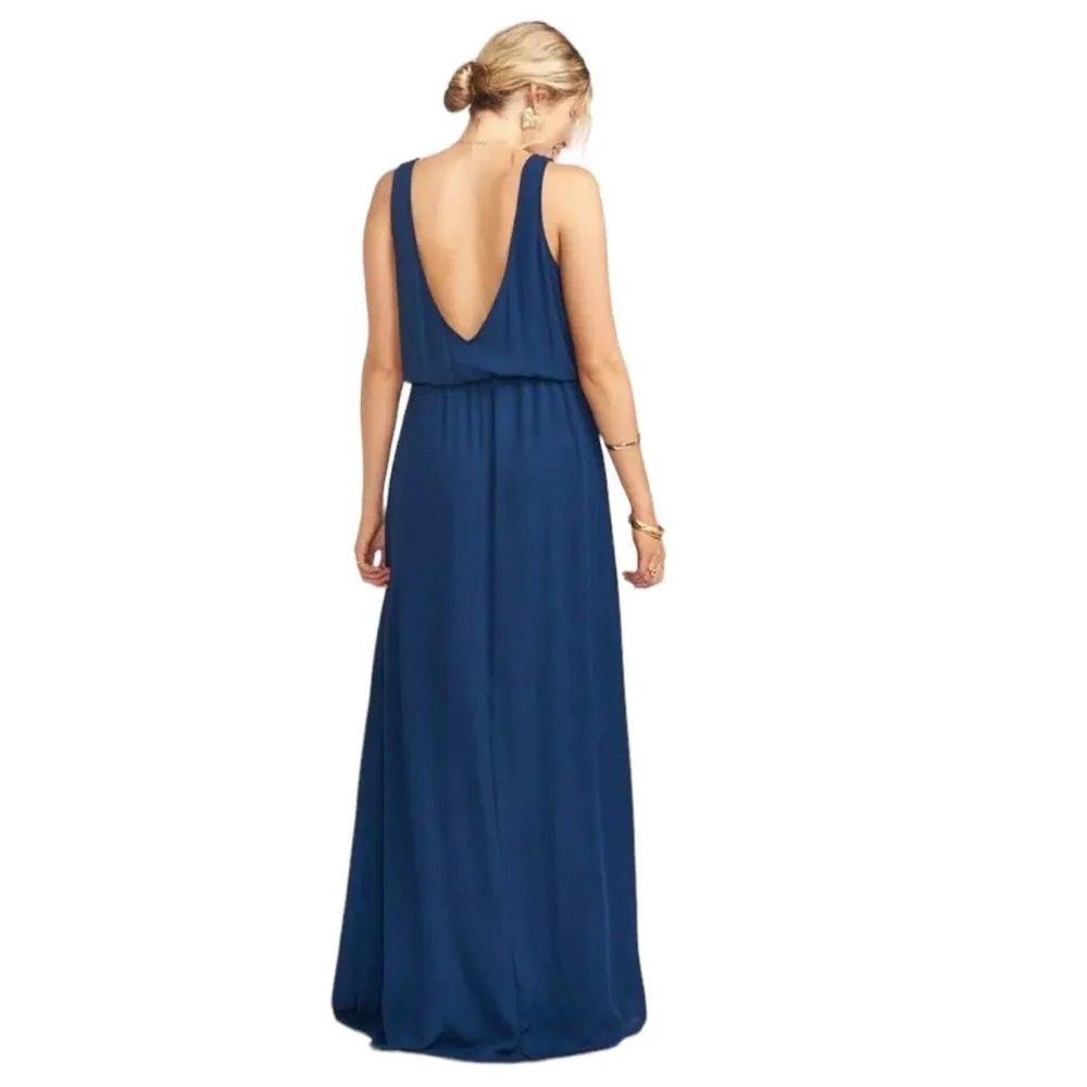 NWT Show Me Your Mumu Kendall Soft V-Back Maxi Gown Dress XS Rich Navy Blue - Image 3
