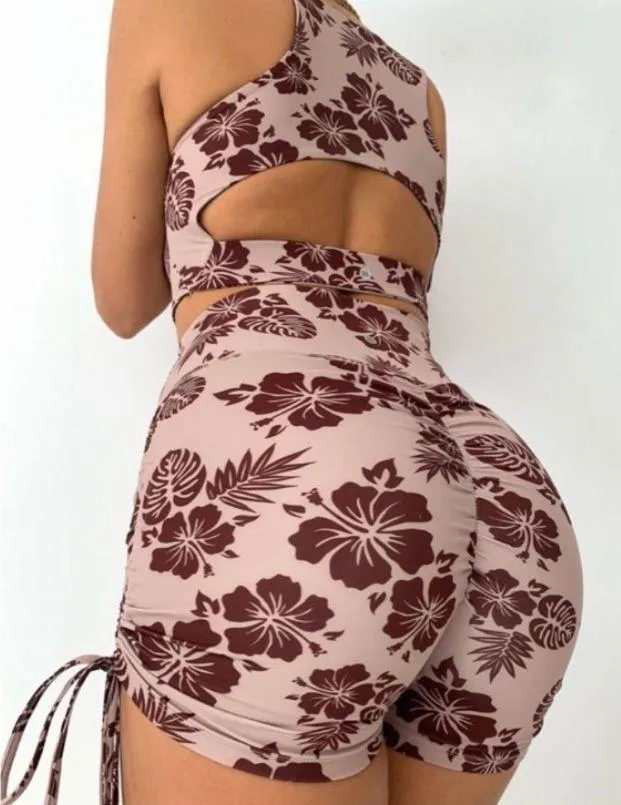 Tiger Mist Brown Ruched Shorts  - Image 4