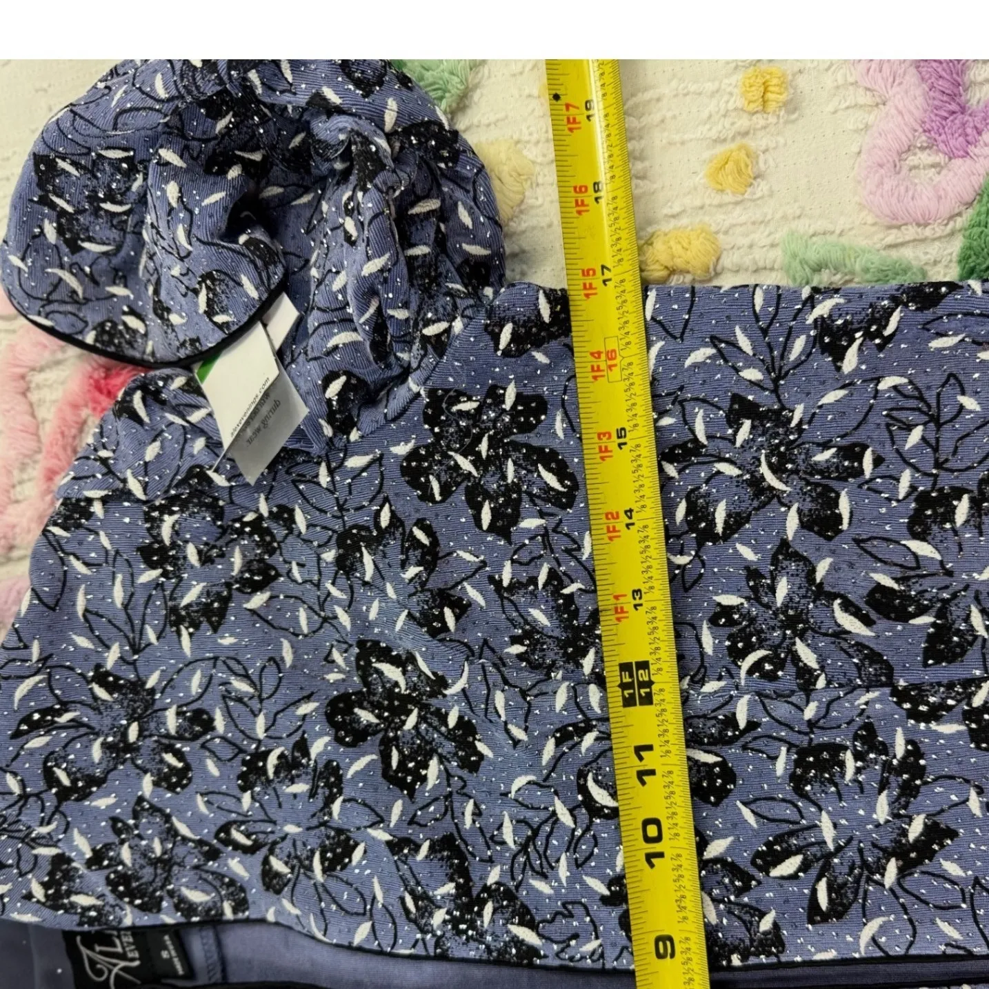 Alex Evenings Blue Floral Glitter 2 Piece Jacket Tank Top Set Women's Size S - Image 5