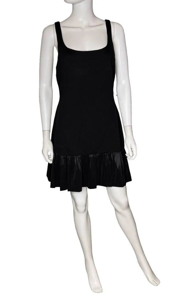 ADRIANNA BY ADRIANNA PAPELL Ponte Taffeta Drop Waist Flounce Dress Black Sz 12 - Image 2