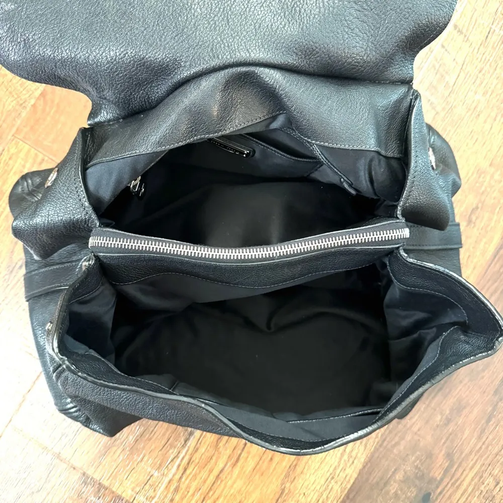 black textured leather satchel - Image 9